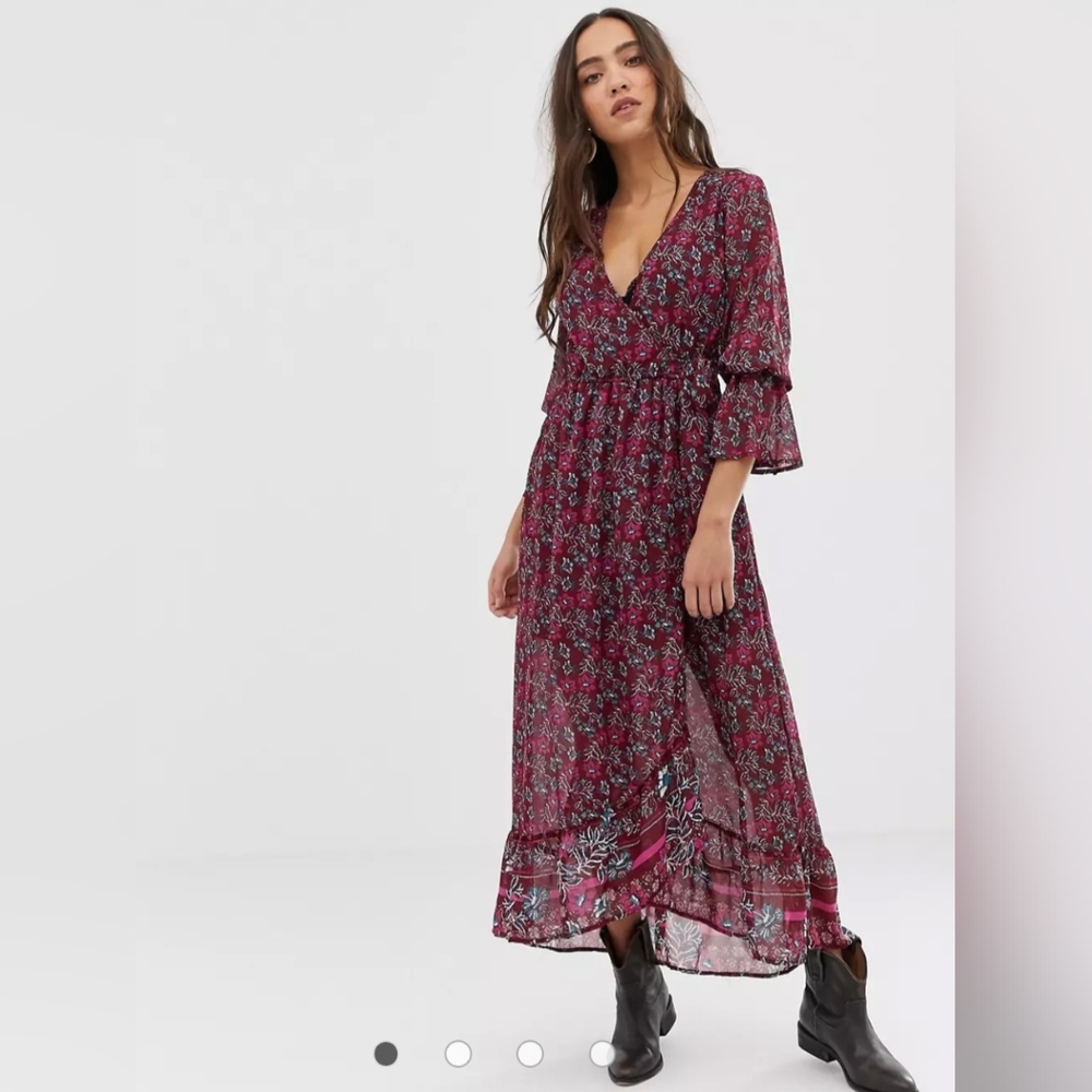 ✨NWT Band of Gypsies  floral print midi dress XS